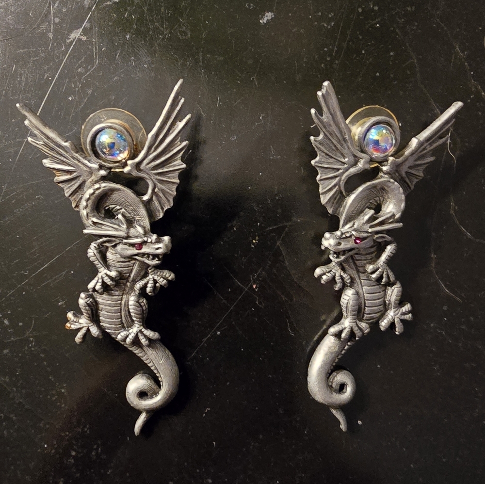 Vintage JJ Jonette Dragon Earrings